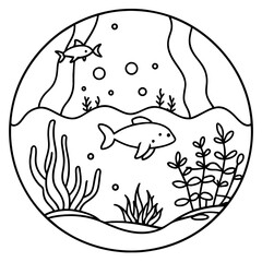     whimsical underwater world vector illustration.
