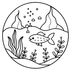     whimsical underwater world vector illustration.
