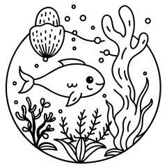     whimsical underwater world vector illustration.
