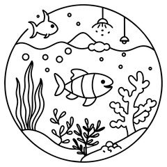     whimsical underwater world vector illustration.
