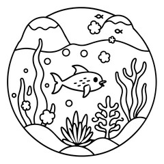     whimsical underwater world vector illustration.
