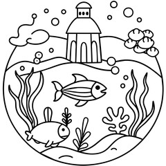     whimsical underwater world vector illustration.
