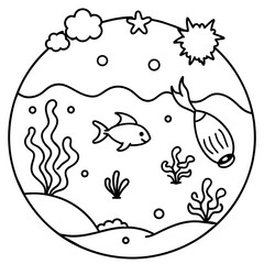     whimsical underwater world vector illustration.
