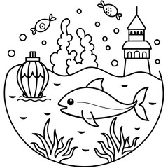     whimsical underwater world vector illustration.
