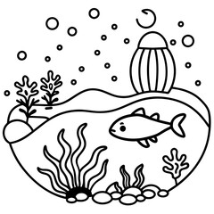     whimsical underwater world vector illustration.
