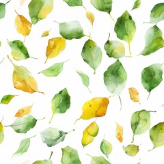 Tiny watercolor poplar leaves, seamless, fluttering light elegances. Seamless Pattern, Fabric Pattern, Tumbler Wrap, Mug Wrap. - obrazy, fototapety, plakaty