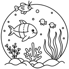     whimsical underwater world vector illustration.
