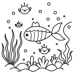     whimsical underwater world vector illustration.
