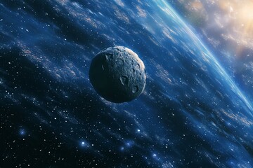 Perilous Asteroid earth collision. Impact space. Generate Ai