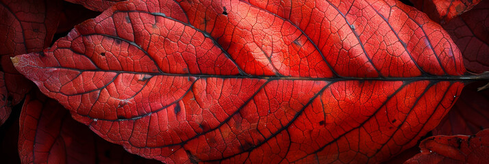 Vibrant Red Autumn Leaf Texture Close-up