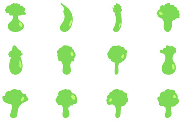 Simple vegetable icon set. Healty food flat design