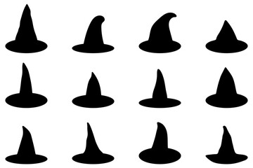 Simple halloween hat icon set