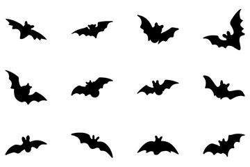 Bat animal silhouette icon set