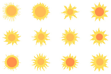 Decorative sun illustration icon set