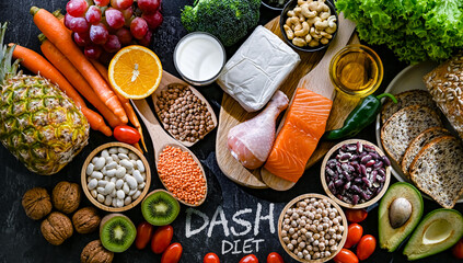 Food products representing the DASH diet