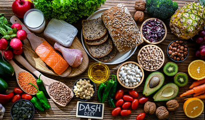 Food products representing the DASH diet