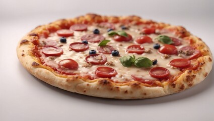 Round pizza on white background