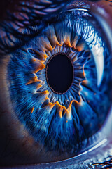 Extreme Close-up of a Blue Human Iris with Intricate Details