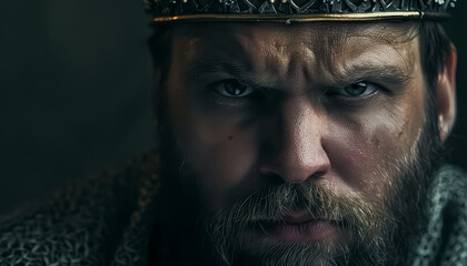 A man with a beard and a crown on his head