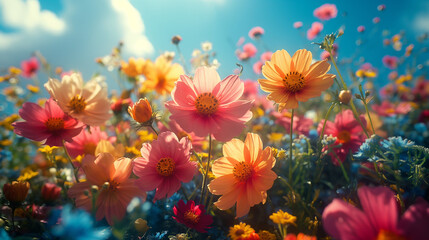 A colorful bouquet of daisies and gerberas, showcasing the beauty of nature in full bloom during summer