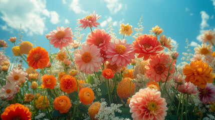 A colorful bouquet of daisies and gerberas, showcasing the beauty of nature in full bloom during summer