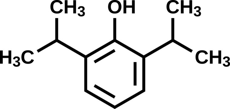 Propofol structural formula, vector illustration