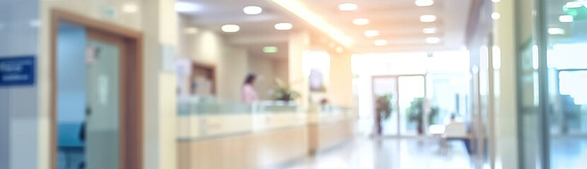 hospital, hospital reception with blurry glass doors and glass walls