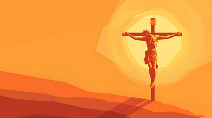 Vector illustration of crucifixion of Jesus Christ at cross