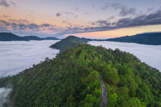 Beautiful natural in the morning on high mountion border of Thailand and Myamar, Chiang Mai Province, Thailand.