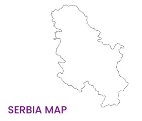 High detailed map of Serbia. Outline map of Serbia. Europe