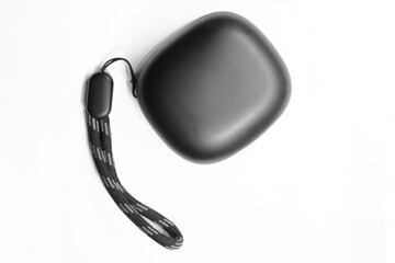 Black True Wireless Stereo Earphone Headphone Headset Handsfree with White Background 