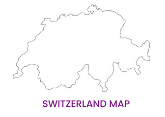 High detailed map of Switzerland. Outline map of Switzerland. Europe