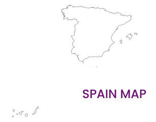 High detailed map of Spain. Outline map of Spain. Europe