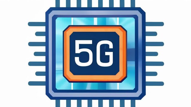 A detailed image of a 5G microchip highlighting its advanced design and compact size allowing for faster data transfer and increased network