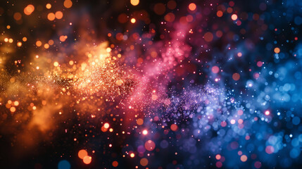 Vibrant and artistic close-up of colorful fireworks against a dark backdrop, showcasing beauty and dynamism of pyrotechnic displays. - obrazy, fototapety, plakaty