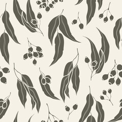 Flat vector Australian eucalyptus seamless pattern © Maria