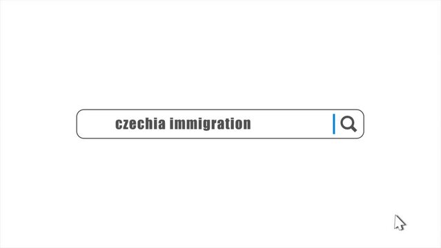 Czechia Immigration in Search Animation. Internet Browser Searching