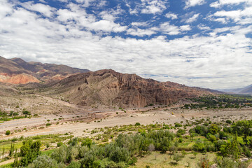 Obraz premium Panoramic view of the Tilcara landscape in Jujuy, Argentina.