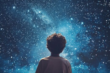 Awe-inspired Boy looking stars. Science astronomy. Generate Ai - 783710433