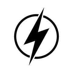 Lightning, electric power icon. Energy and thunder electricity symbol. Lightning bolt sign in the circle.