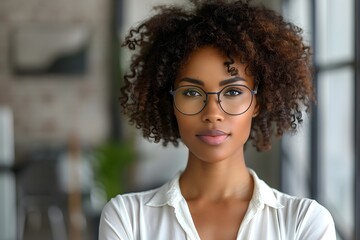 Confident Young Professional Woman Wearing Glasses: Modern Workforce and Smart Casual Attire
