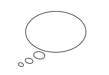 Isolated comic book speech bubble (indicating thought), without text (empty blank), filled with white, bordered in black.
