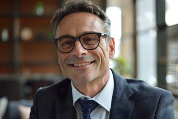 Fototapeta premium Suave Middle-aged Gentleman with Genuine Smile. Beautiful simple AI generated image in 4K, unique.
