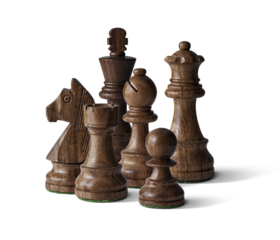Wooden chess pieces and blank copy space