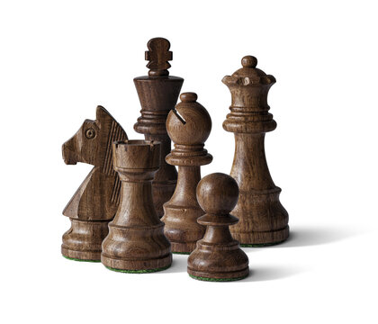 Wooden chess pieces and blank copy space
