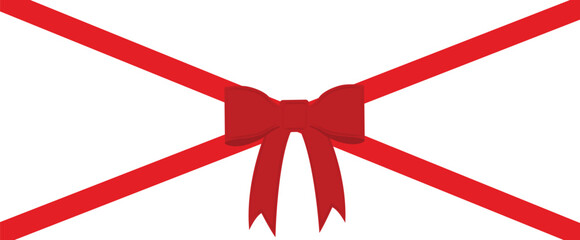 cross tied red ribbon with bow