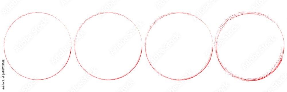 Aufkleber red hand drawn circle line sketch set. vector circular scribble doodle round circles for message not