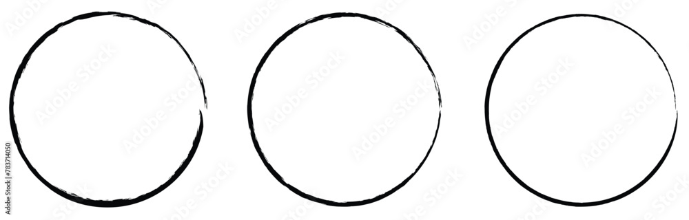 Aufkleber set of hand drawn black circles and ovals. highlight circle frames. ellipses in doodle style. vector