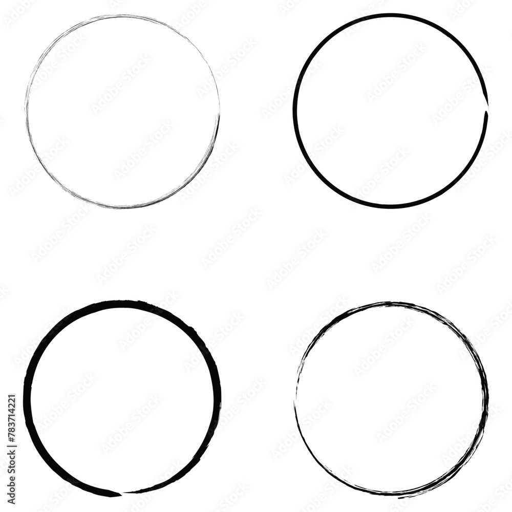 Aufkleber black hand drawn circle brush sketch set. grunge doodle scribble round circles for message note mark