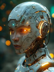 Advanced AI laboratory, creating sentient robots amidst quantum computers